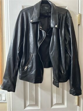 torrid Black Faux Leather Moto Jacket with Silver Hardware